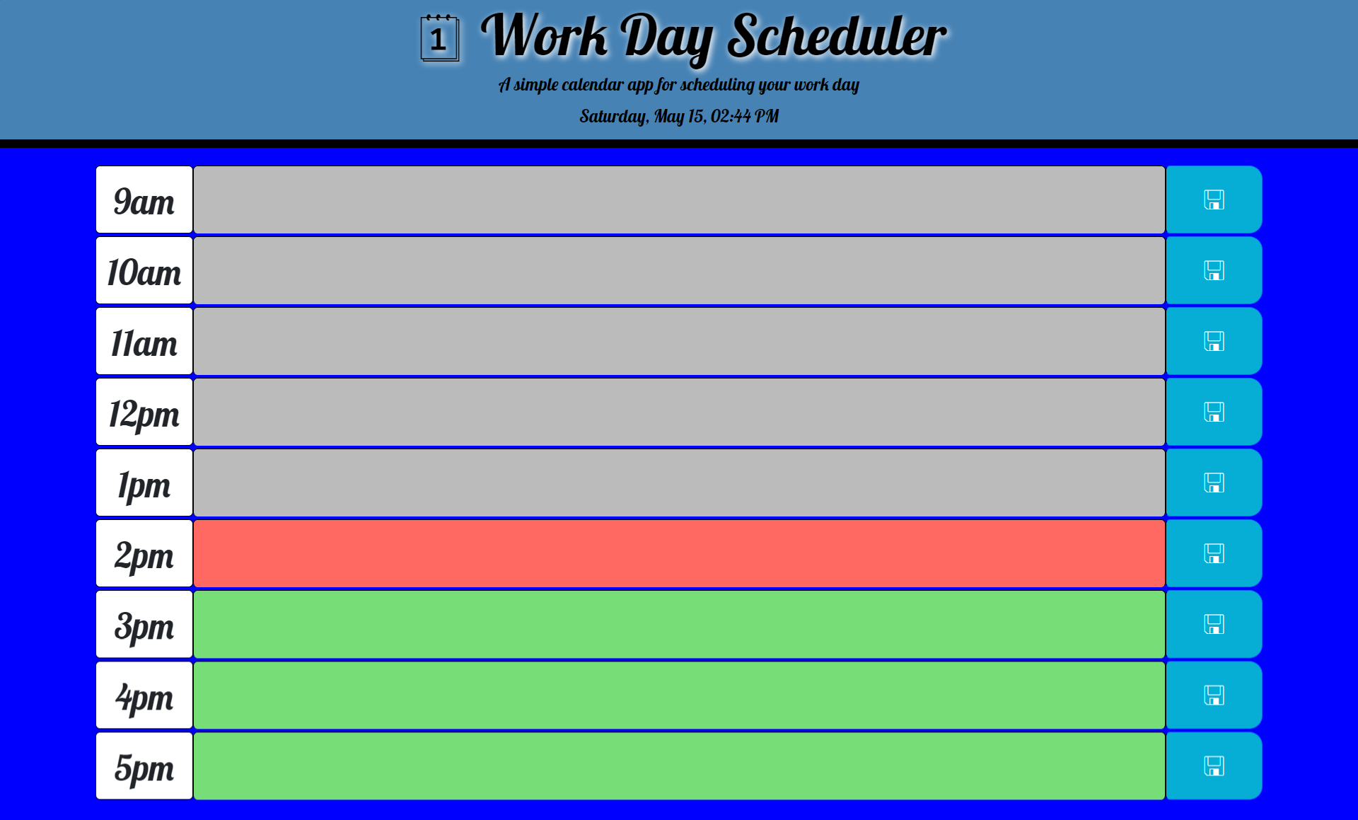 Work Day Scheduler
